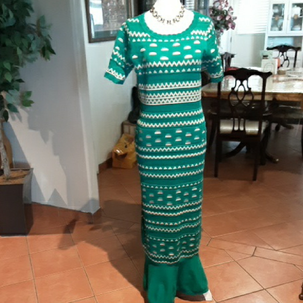 Midnight Velvet Teal and Beige Knitwear